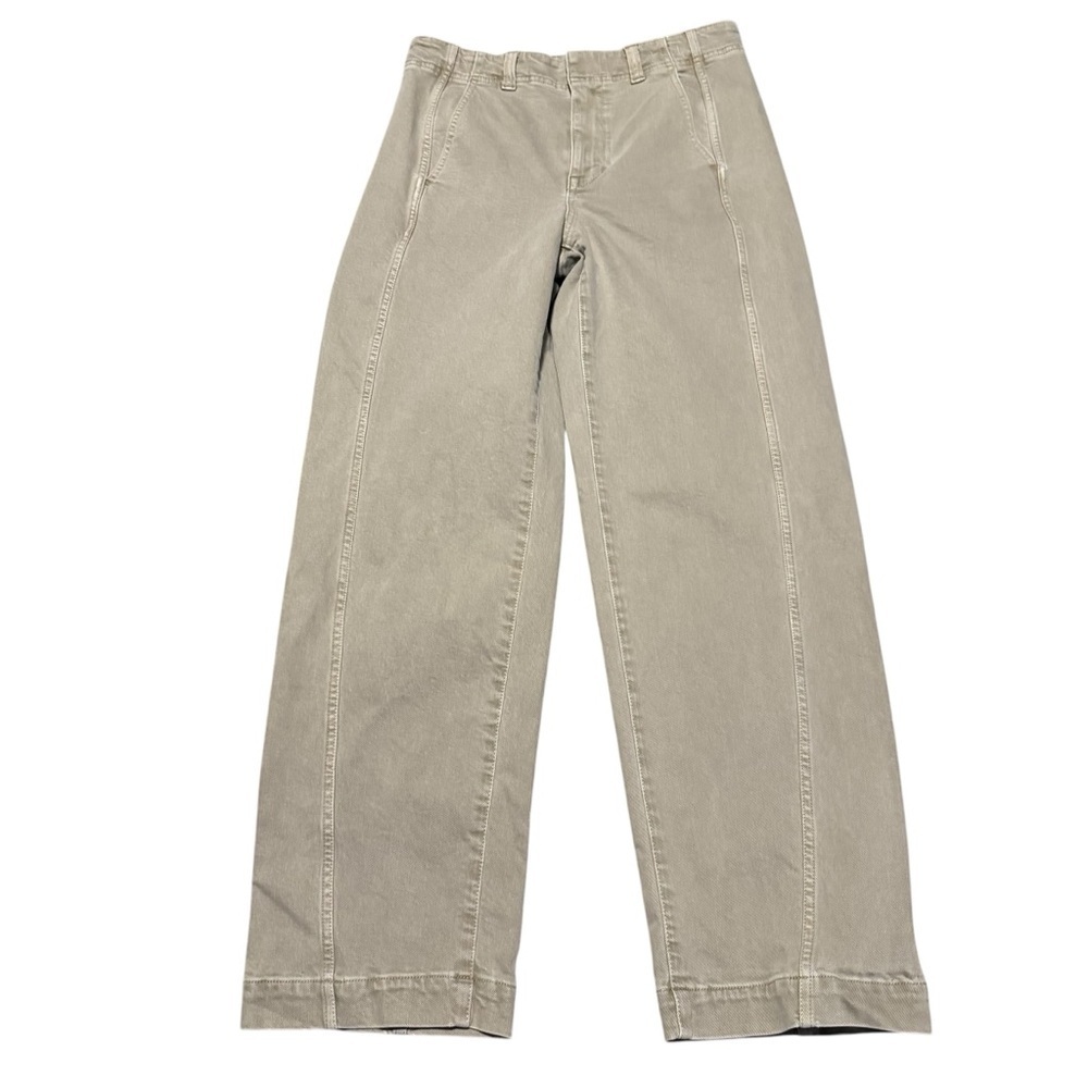 Madewell Tapered Denim Trouser Women's 27 High Rise Khaki Cotton Blend Jean - Picture 3 of 7
